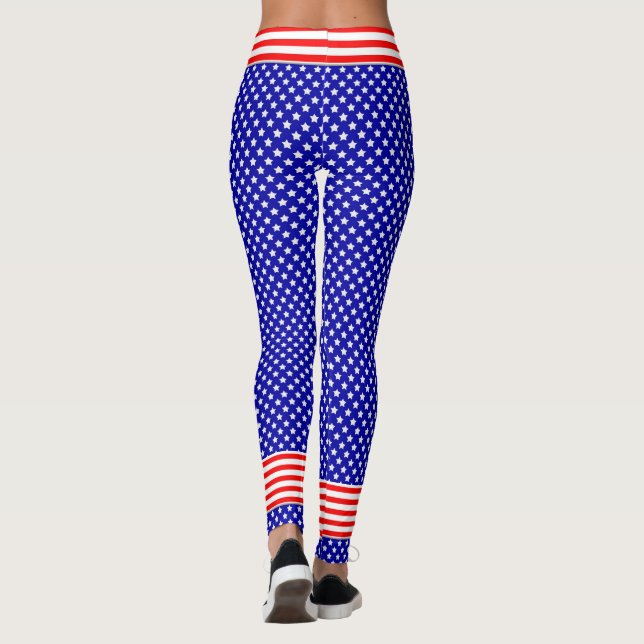 Patriotic in Red, White and Blue Stars och stripes Leggings (Baksida)