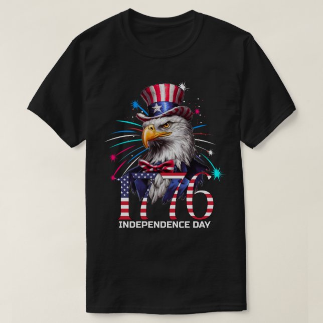 Patriotic Independence day 1776 Eagle Fireworks T Shirt (Design framsida)
