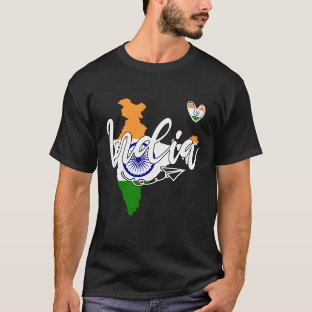 Patriotic India Pride Funny Heart Graphic Indian M T Shirt (Framsida)