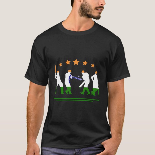 Patriotic Indian Cricketer Elephant Indian Cricket T Shirt (Framsida)