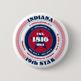 Patriotic Indiana Circle med statsinformation Knapp