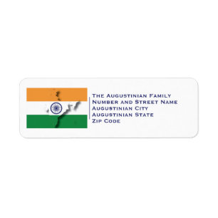 Patriotic INDIEN FLAGGA Returadress Etikett