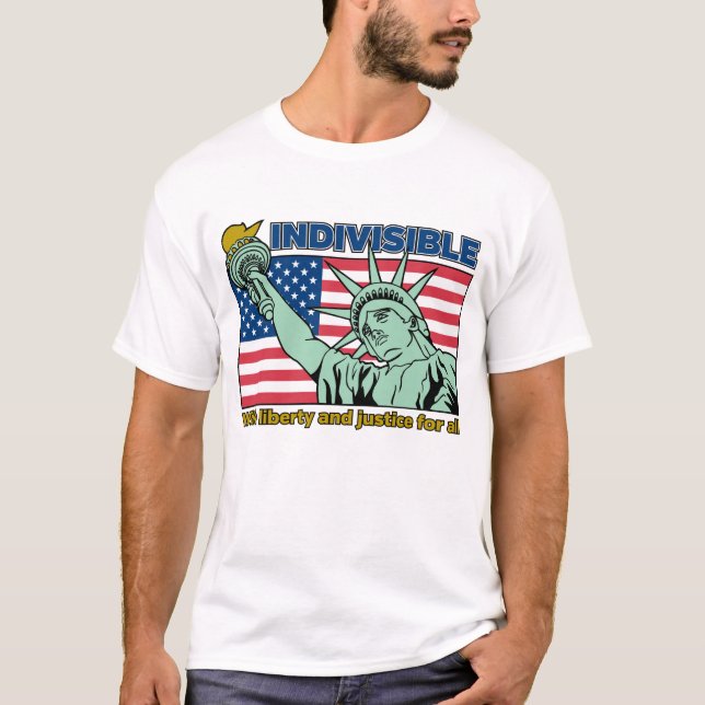 Patriotic-Indivisible-Liberty & Justice for All T Shirt (Framsida)