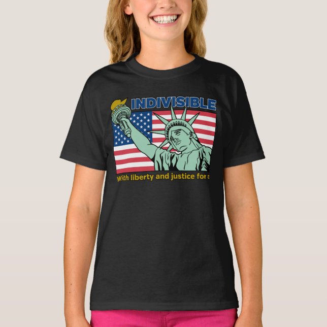 Patriotic-Indivisible-Liberty & Justice for All T Shirt (Framsida)
