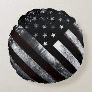 Patriotic Industrial American Flagga Rund Kudde