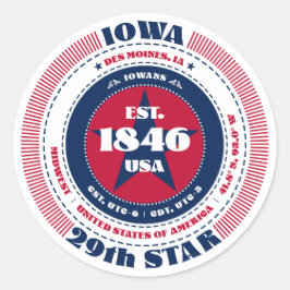 Patriotic Iowa Circle Design Sticker Runt Klistermärke