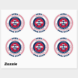 Patriotic Iowa Circle Design Sticker Runt Klistermärke