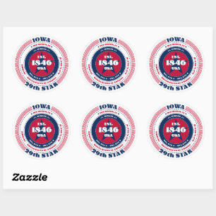Patriotic Iowa Circle Design Sticker Runt Klistermärke