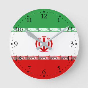 Patriotic Iran Flagga Rund Klocka