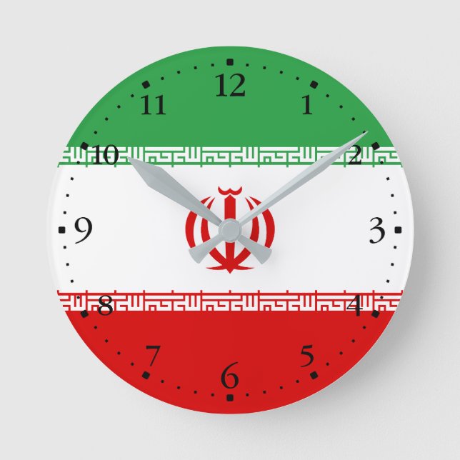 Patriotic Iran Flagga Rund Klocka (Framsida)
