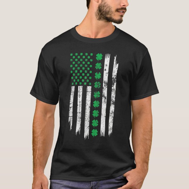Patriotic Irish American Flag Patricks Day Ireland T Shirt (Framsida)