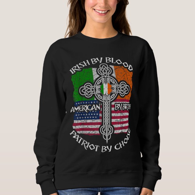 Patriotic Irish American Flagga St.Patrick's Day T Shirt (Framsida)