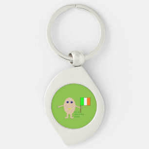 Patriotic Irish Egg Keychain Swirl Silverfärgad Nyckelring