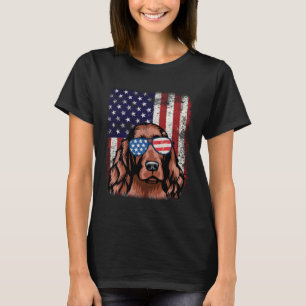 Patriotic Irish Setter American Flagga Hund T Shirt