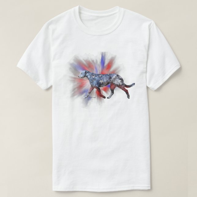 Patriotic Irish Wolfhound Red White och Blue T Shirt (Design framsida)