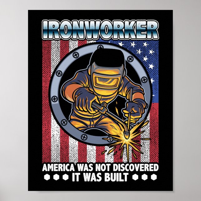 Patriotic Ironworking America Construction Welder Poster (Framsidan)