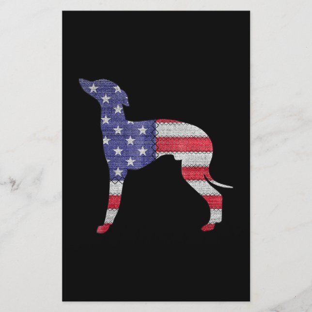patriotic italian greyhound american-flaggans embr brevpapper (Framsida)