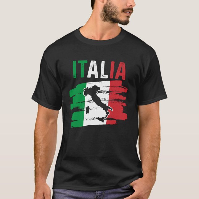 Patriotic Italian Roots Europe Traveler Italy Map  T Shirt (Framsida)