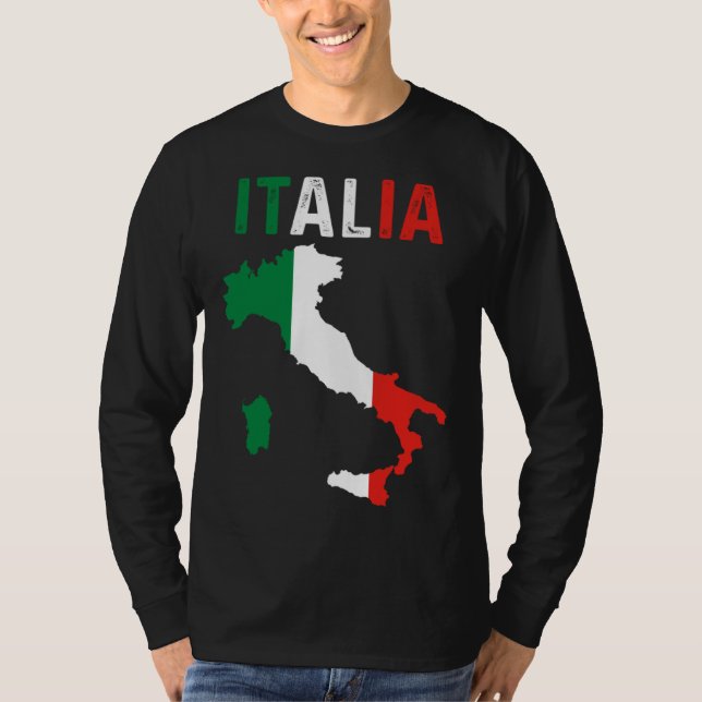Patriotic Italian Roots Europe Traveler Italy Map  T Shirt (Framsida)