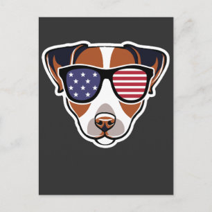 Patriotic Jack Russell US Flagga 4:e gåvan i juli Vykort