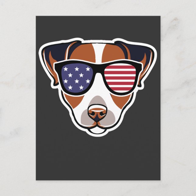 Patriotic Jack Russell US Flagga 4:e gåvan i juli Vykort (Framsida)