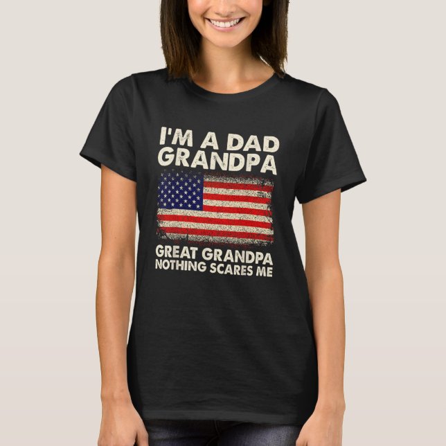 Patriotic, jag är en Pappa morfar Underbar morfar  T Shirt (Framsida)