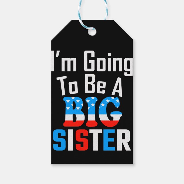 Patriotic, jag ska bli en stor syster presentetikett (Framsidan)