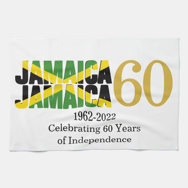 Patriotic JAMAICA 60-årsjubileum Självständighet Kökshandduk (Horisontell)