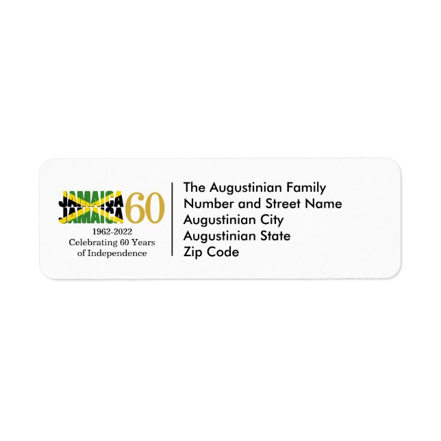 Patriotic JAMAICA, 60:e årsjubileet Adress Returadress Etikett (Framsidan)