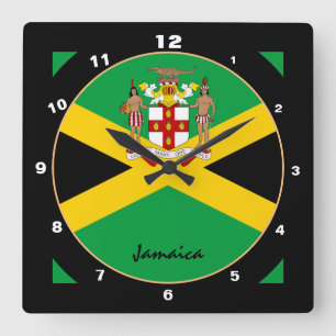 Patriotic Jamaican Flagga, Jamaica Home/design Fyrkantig Klocka