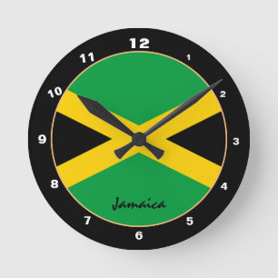 Patriotic Jamaican Flagga, Jamaica Home/design Rund Klocka