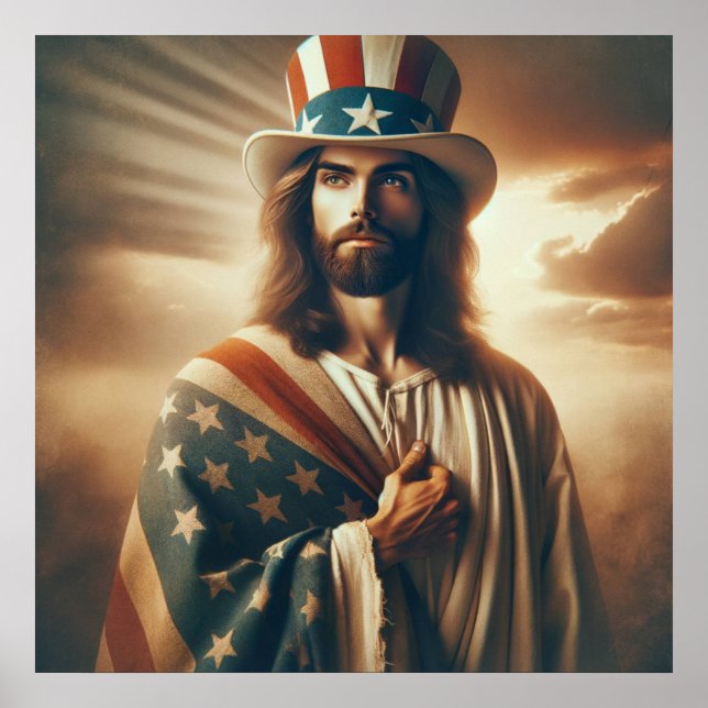 Patriotic Jesus American Christian Bible Art Poste Poster (Framsidan)