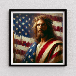Patriotic Jesus American Christian Bible Art Poste Poster
