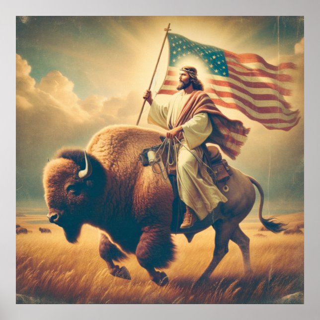 Patriotic Jesus American Christian Bible Art Poster (Framsidan)