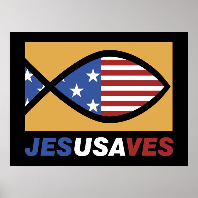 Patriotic Jesus Saves poster (Framsidan)
