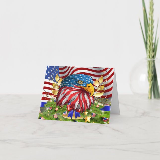 Patriotic jul American Eagle Note Card Tack Kort (Framsida)