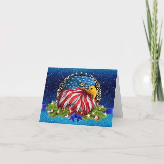 Patriotic jul American Eagle Note Card Tack Kort (Framsida)