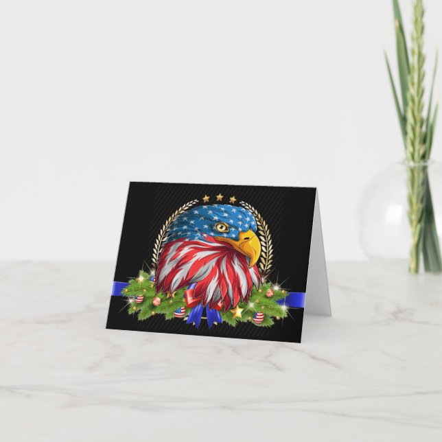 Patriotic jul American Eagle Note Card Tack Kort (Framsida)