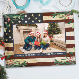 Patriotic jul Photo Vintage American Flagga Helg Vykort