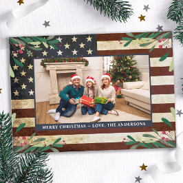 Patriotic jul Photo Vintage American Flagga Julkort