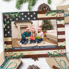 Patriotic jul Photo Vintage American Flagga Vykort