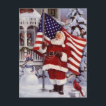 Patriotic jul Santa Holding American Flagga Helg Vykort<br><div class="desc">Patriotisk jultomten Holding American Flagga Helgdag Postcard.</div>