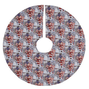 Patriotic jul Santa Holding American Flagga Julgransmatta Borstad Polyester