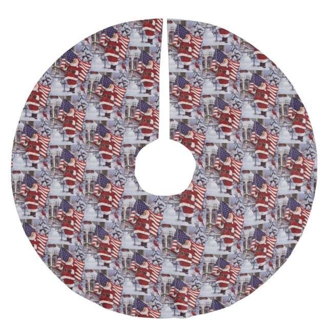 Patriotic jul Santa Holding American Flagga Julgransmatta Borstad Polyester (Framsidan)