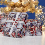 Patriotic jul Santa Holding American Flagga Presentpapper<br><div class="desc">Patriotisk jultomten Holding American Flagga Wrapping Papper.</div>