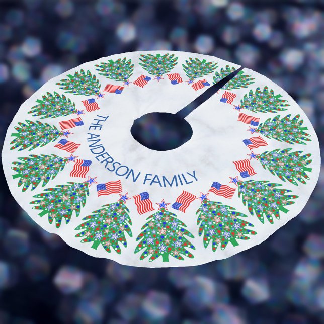 Patriotic Julgran Coola American Flagga Julgransmatta Borstad Polyester (It's easy to personalize your own patriotic Christmas tree skirt with your name)