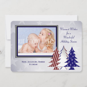 Patriotic Julgranar Flat Card Hälsning Julkort