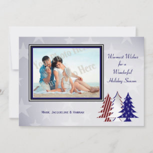 Patriotic Julgranar Flat Card Hälsning Julkort