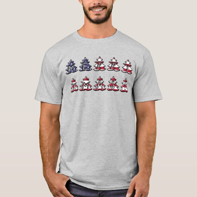 Patriotic Julgranar God jul T Shirt (Framsida)