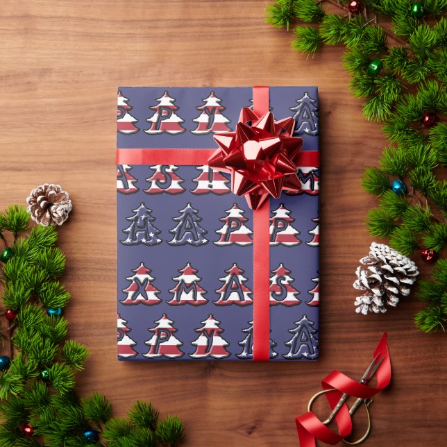Patriotic Julgranar Lycklig JULAFTON Presentpapper (Julgåva)